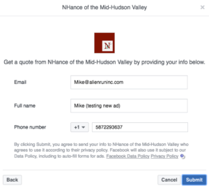 Facebook Lead Ad Form